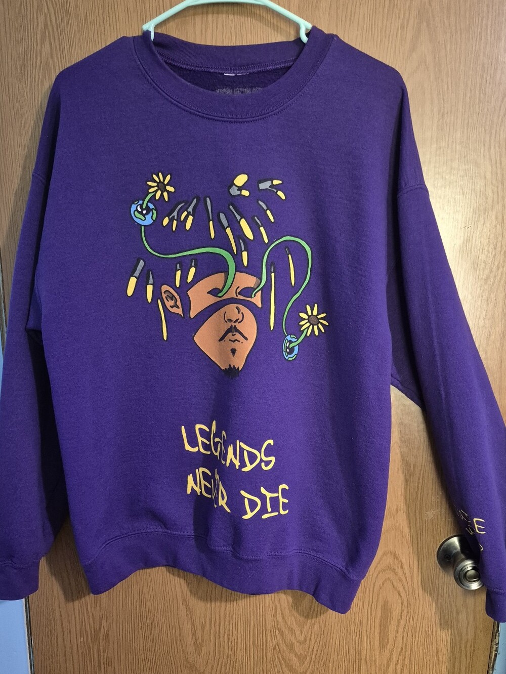Mens Juice Wrld Legends Never 999 Club Purple Crewneck Sweatshirt XL Pre Owned